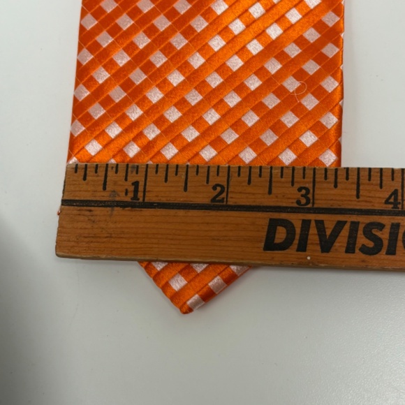 Zadi Andrew's Ties Mens Necktie Bold Orange White Check 100% Silk Made in Italy - Picture 3 of 6
